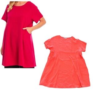 Bryn Walker Mara Guaze Coral Tunic Top Dress Lagenlook Oversized Beach Coverup